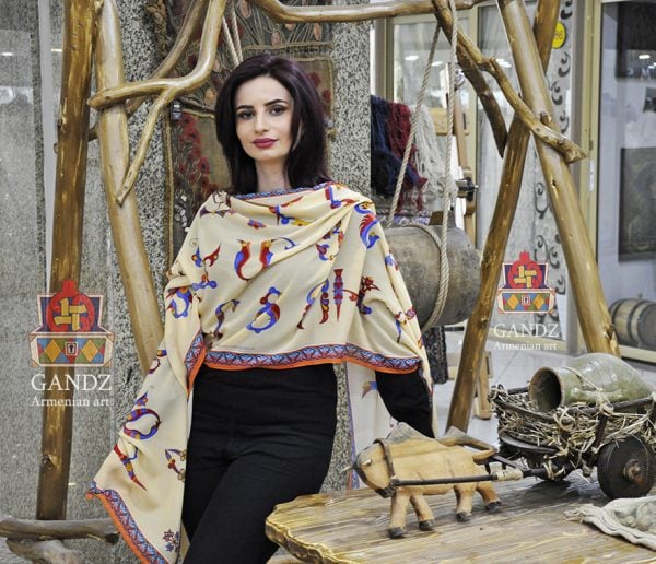 "Armenian Bird-Letters" Silk Scarf