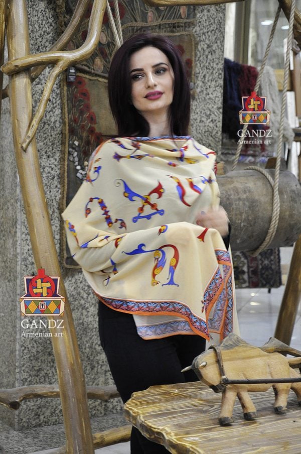 "Armenian Bird-Letters" Silk Scarf