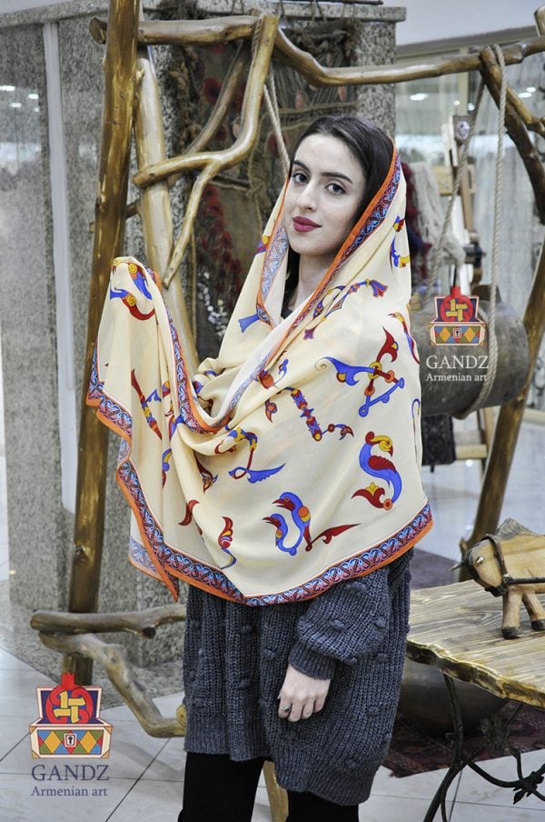 "Armenian Bird-Letters" Silk Scarf