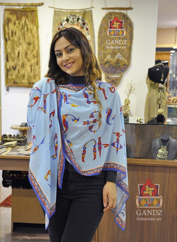 "Armenian Bird-Letters" Silk Scarf