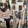 Silk, chiffon scarf "Armenian bird-letters on pink background" by Gandz #2683