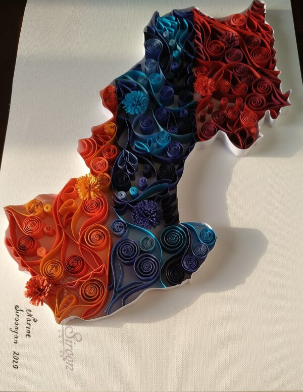Armenian map with Artsakh Quilled artwork