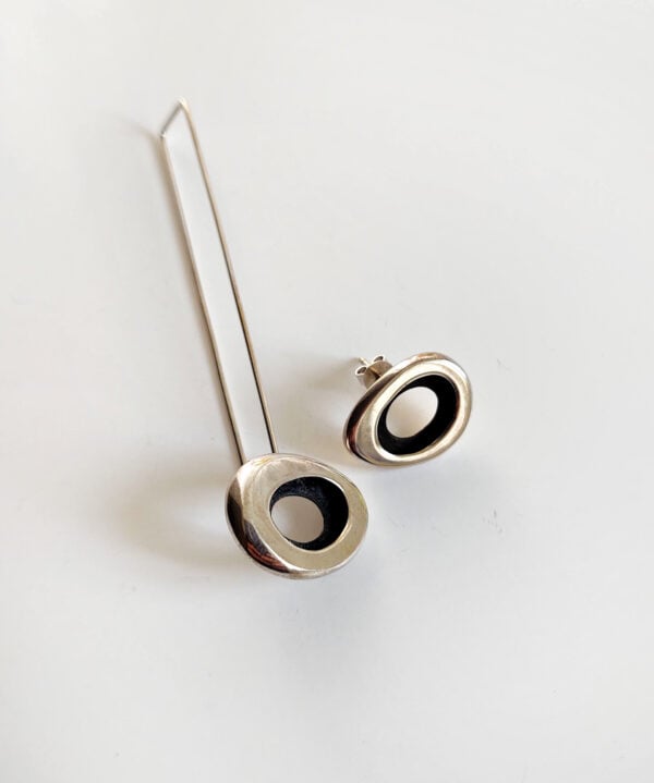 Asymmetric Earrings, Mismatch Earrings, Silver Dangle Earrings, Stud Earrings, Minimalist Style, Modern Ear studs, Abstract Earrings Hoop