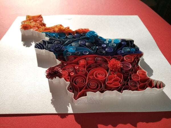 Quilled map of Republic of Armenia
