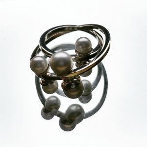Modern Silver Ring, Unusual Ring, Unique Hematite Rings, Cocktail Ring, Infinity Ring, Jewelry Gift, Everyday Ring, Dainty Ring, Gold Plated