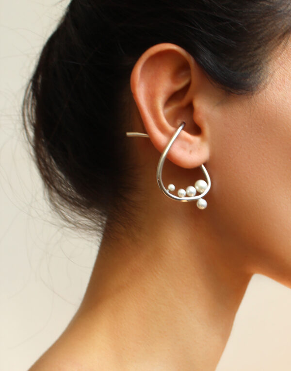 Ear Cuff Earring 925 Solid Sterling, Chunky handmade Hoop Ear Cuffs, Thick Ear Cuff, Everyday Ear Cuff, Pearl Earring, trend birthday gift