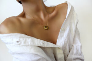 Oval Gold Plated Silver Necklace