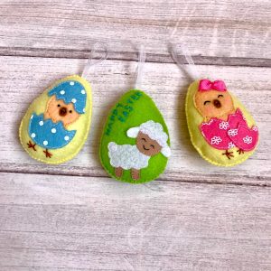 Chick and Lamb Felt Easter Eggs – Set of 3