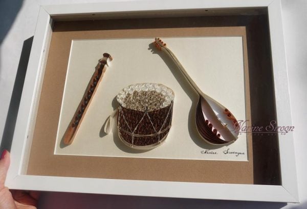 Quilled Armenian musical instruments duduk, saz, dhol, Դուդուկ, Սազ, Դհոլ