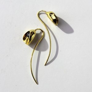Long Stud Earrings , Silver Calla Earrings Hematite, Bridal Earrings, Wedding Jewelry, Gold Plated Silver Earrings, Flower Earrings, Dangle