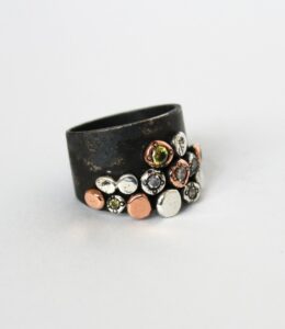 Oxidized Silver Rough Finish Ring