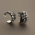 Silver Hoop Earrings, Black Earrings, Oxidized Silver Earrings, Circle Earrings, Modern Earrings Statement Earrings, Rustic Earrings