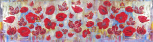 Silk, chiffon scarf “Pomegranates and Papavers” by Gandz # 2624