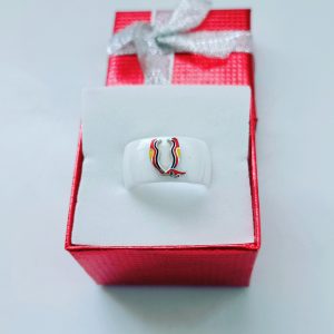 Ceramic Ring with Silver Letter