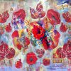 Cashmere scarf "Armenian dream and pomegranates and papavers " by Gandz #3244