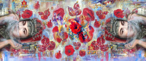 Cashmere scarf “Armenian dream and pomegranates and papavers ” by Gandz #3244