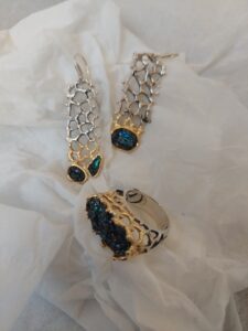 Silver jewelry (ring, earrings)
