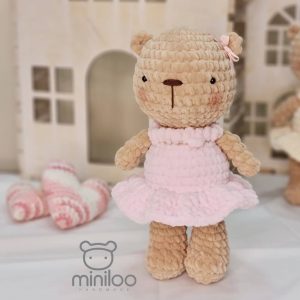 Crochet Velvet Pink Bear