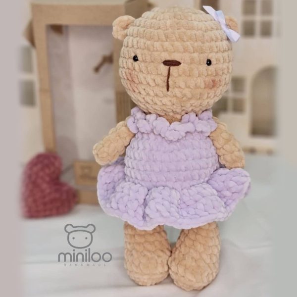 Crochet Velvet Purple Bear