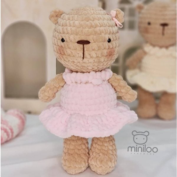 Crochet Velvet Pink Bear