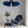 Navy-Blue Pendant Light, LARGE Chandelier Lighting Wooden Light Fixture, Hanging Dining Lamp, Minimal Contemporary Ceiling Light Modern Wood