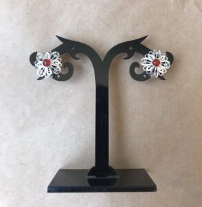 Silver filigree handmade earrings with serdolik 028