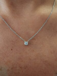 0.28 CT DIAMOND solitaire,18k white gold necklace, Genuine Natural Diamond