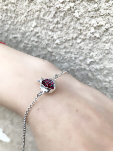 Pomegranate bracelet Sterling Silver 925 jewelry , Armenian pomegranate bracelet , Armenian symbol pomegranate bracelet with red stones unique gift for her , rare bracelet pomegranate silver jewelry