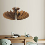LARGE Wood Pendant Light, Modern Chandelier Lighting, Hanging Dining Lamp, Ceiling Light Fixture, Minimal Contemporary Ceiling Light Fixture
