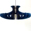 Navy-Blue Pendant Light, LARGE Chandelier Lighting Wooden Light Fixture, Hanging Dining Lamp, Minimal Contemporary Ceiling Light Modern Wood