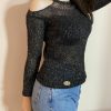 Black thick mohair with sparkle soft mohair outfit fitted sweater Soft oversize blouse with Italian Mohair yarn