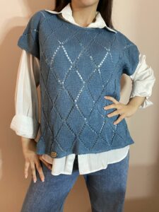 Handmade crocheted vest italian semy wool