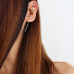 Sterling Silver Ear Cuff-Silver Crystal Earrings-925 Silver Earrings-Silver Ear Pin-Modern Earrings-Unusual Earrings Jewellery, Minimal