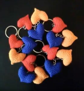 Tricolored Heart Key Chain