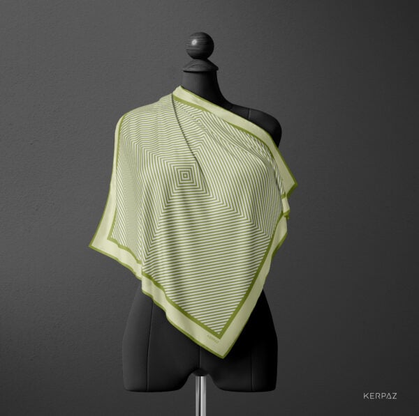 SILK SCARF "GEOMETRIC GREEN LINES" BY KERPAZ