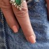 Ballerina ring with Emerald and diamonds in 18k solid gold,Diamond Cocktail Ring with baguette ,Round and Marquise Natural Genuine Diamond