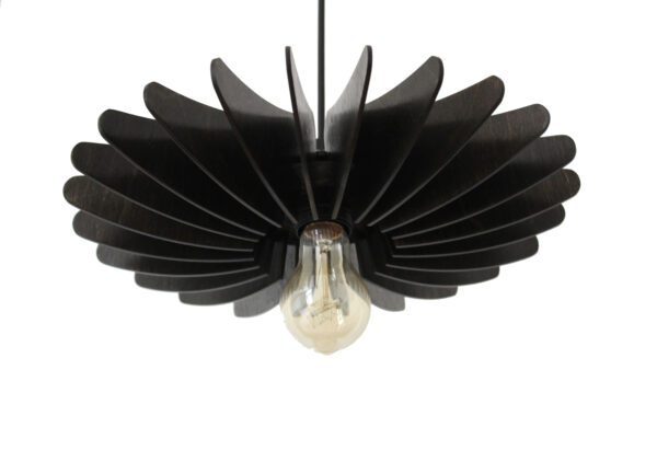 Black Wood Pendant Light, Modern Chandelier Lighting, Hanging Dining Lamp, Ceiling Light Fixture, Minimal Contemporary Ceiling Light Fixture