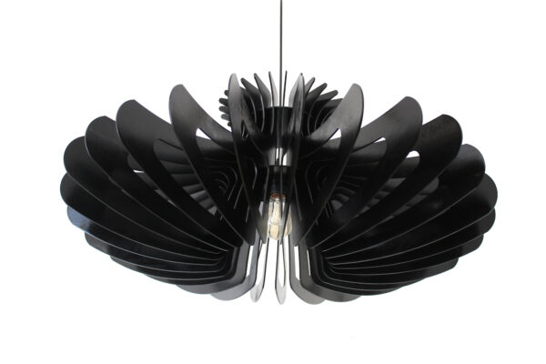 Black Wood Pendant Light, Modern Chandelier Lighting, Hanging Dining Lamp, Ceiling Light Fixture, Minimal Contemporary Ceiling Light Fixture