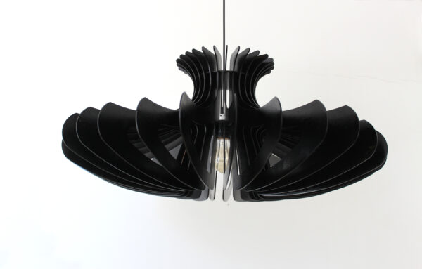 Black Wood Pendant Light, Modern Chandelier Lighting, Hanging Dining Lamp, Ceiling Light Fixture, Minimal Contemporary Ceiling Light Fixture