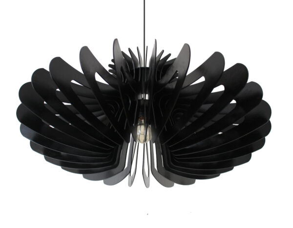 Black Wood Pendant Light, Modern Chandelier Lighting, Hanging Dining Lamp, Ceiling Light Fixture, Minimal Contemporary Ceiling Light Fixture