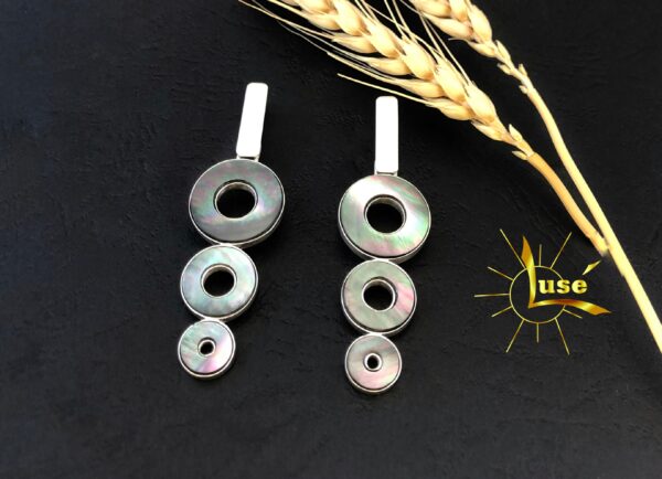 “Rainbow Nacre” Silver Earrings