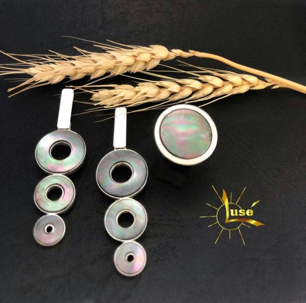 "Rainbow Nacre" Silver Jewelry Set