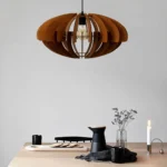 Modern Pendant Light, Nordic Ceiling Lamp, Dining Hanging Light / Ceiling Lighting Fixture / Black Chandelier / Wooden Lamp Shade / Minimal