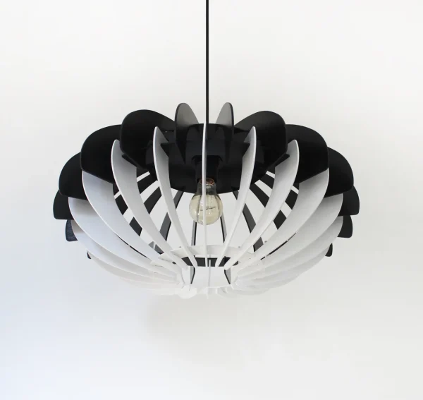 Modern Pendant Light, Nordic Ceiling Lamp, Dining Hanging Light / Ceiling Lighting Fixture / Black Chandelier / Wooden Lamp Shade / Minimal