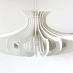 White Pendant Light, Modern Wood Chandelier Lighting, Hanging Lamp, Ceiling Light Fixture, Geometric Lamp, Scandinavian Contemporary Light