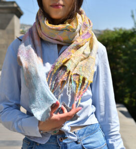 Colour Harmony; Natural merino wool scarf