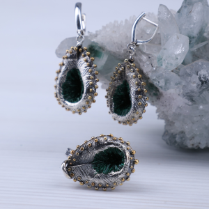 Jewelry set Seres with natural pluch malachite