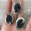 Pyrite & Carborundum Silver Jewelry Set