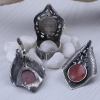 Jewelry Set with 925 sterling silver and natural strawberry quartz
