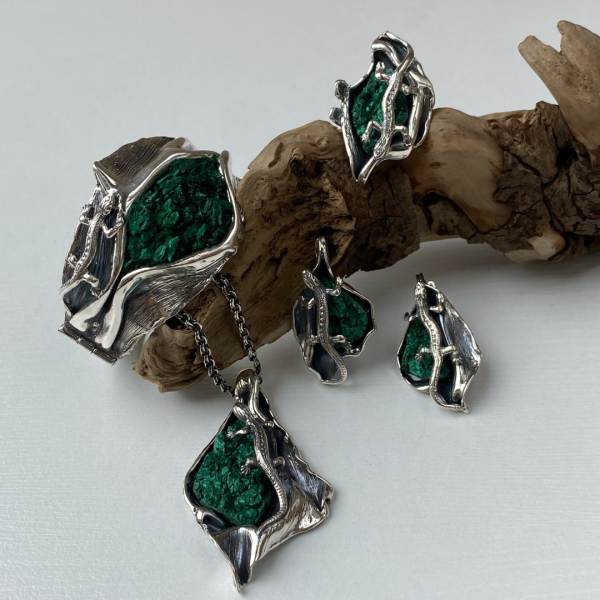 Malchite Silver Jewelry Set